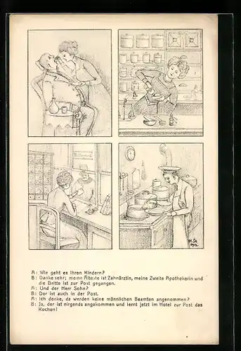 Künstler-AK H. Starkloff: Gespräch über Berufe der Kinder