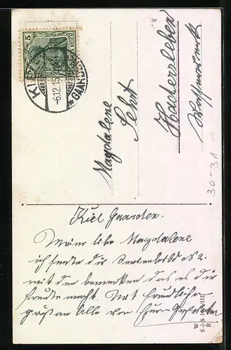 AK Frau in Uniform mit Pickelhaube