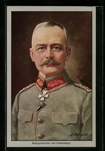 AK Heerführer Generalstabschef von Falkenhayn, Uniform-Portrait