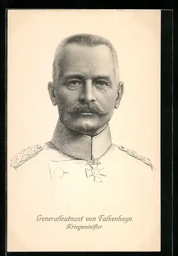 AK Portrait von Generalleutnant von Falkenhayn in Uniform mit Orden