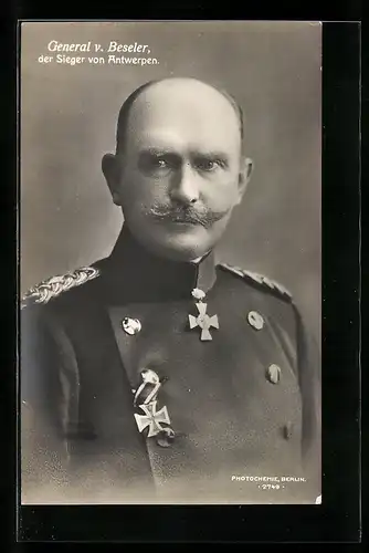 AK Portrait General von Beseler in Uniform, Sieger von Antwerpen