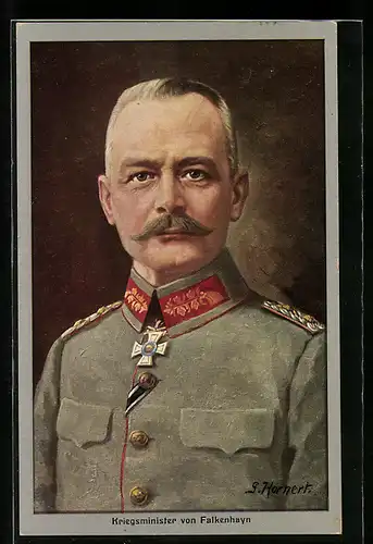 AK Porträt des Kriegsministers von Falkenhayn, Heerführer