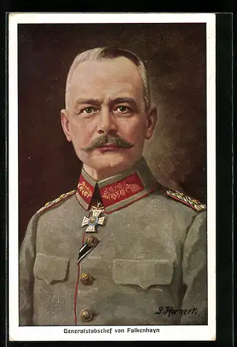 AK Heerführer Generalstabschef von Falkenhayn, Uniform-Portrait