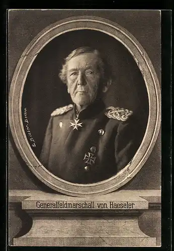 AK Generalfeldmarschall von Haeseler in Uniform mit Abzeichen und Orden