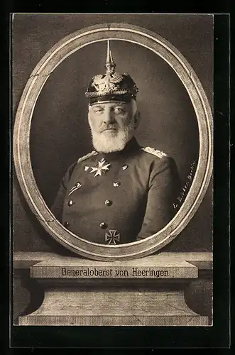 AK Generaloberst von Heeringen in Uniform mit Pickelhaube