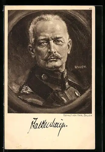 Künstler-AK Ostpreussen-Hilfe 1915, General von Falkenhayn