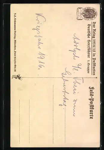 Künstler-AK Ostpreussen-Hilfe 1915, General von Falkenhayn