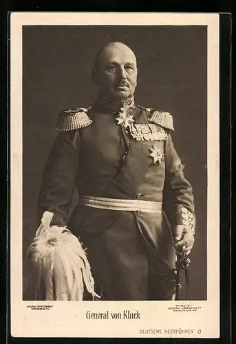 AK Portrait Heerführer General von Kluck in Uniform mit Orden und Epauletten