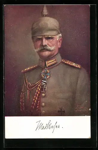 Künstler-AK Generalfeldmarschall v. Mackensen mit Pickelhaube
