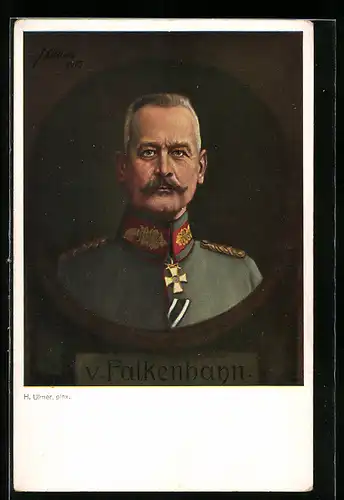 Künstler-AK Portrait von General von Falkenhayn in Uniform