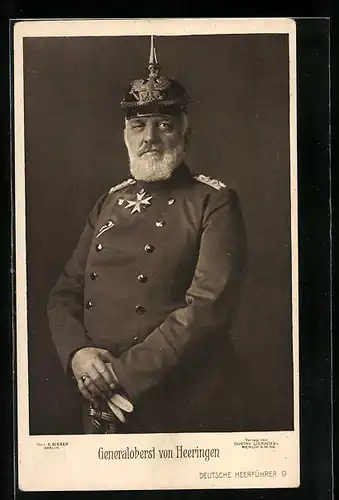 AK Portrait Generaloberst von Heeringen mit Pickelhaube