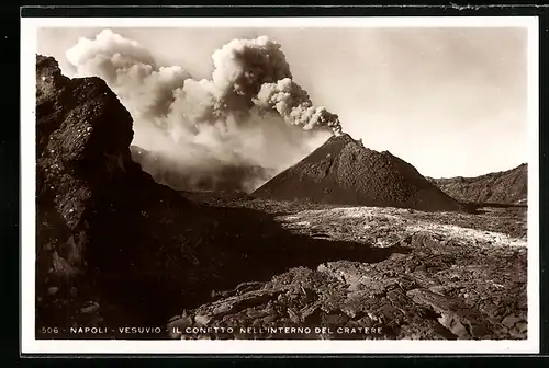 AK Napoli, Vulkan Vesuv, Il Conetto nell`Interno del Cratere