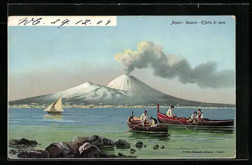 Künstler-AK sign. Coppola: Napoli, Vesuvio, Effetto di neve