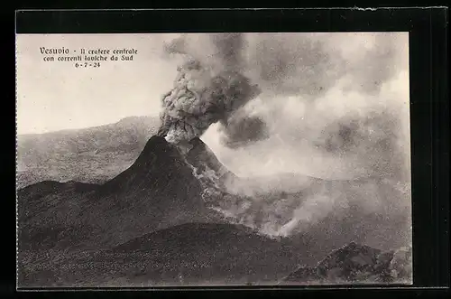AK Vesuvio, Il cratere centrale..., 1924, Vulkanausbruch
