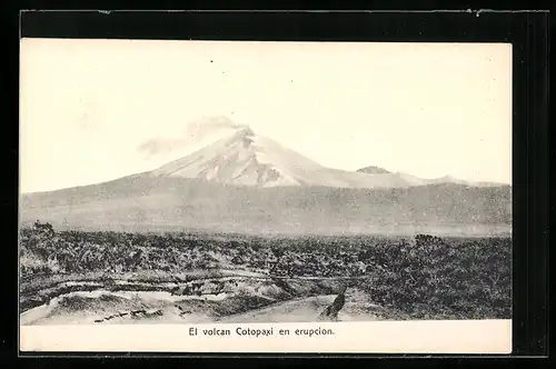 AK Cotopaxi, El volcan Cotopaxi en erupcion
