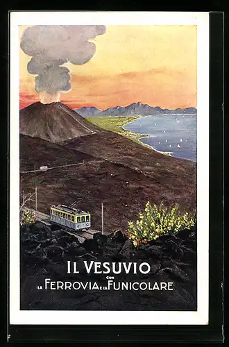 AK Il Vesuvio con la Ferroravia e la Funicolare, Bergbahn