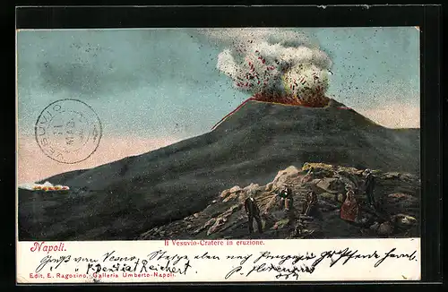AK Napoli, Il Vesuvio Cratere in eruzione, Vulkan