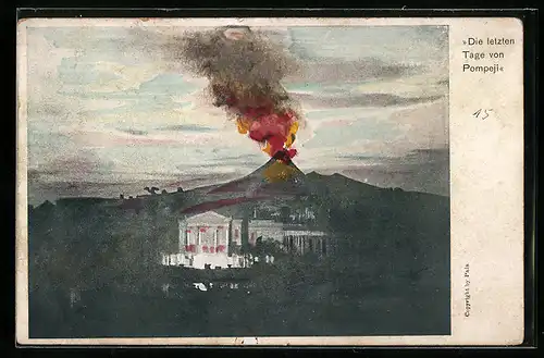 AK Pompeji, Ausbruch des Vulkans Vesuv