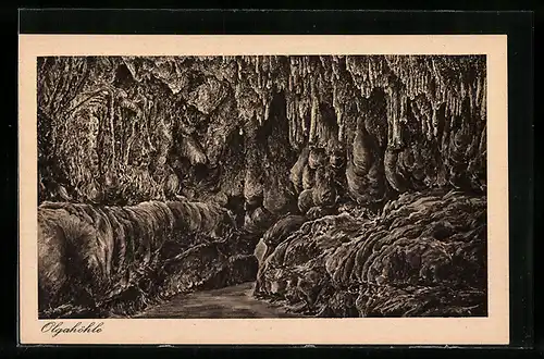 AK Die Olgahöhle am Fusse des Lichtenstein