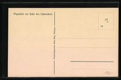 AK Die Olgahöhle am Fusse des Lichtenstein