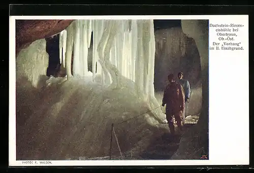 Künstler-AK Dachstein-Rieseneishöhle, Der Vorhang im II. Eisabgrund