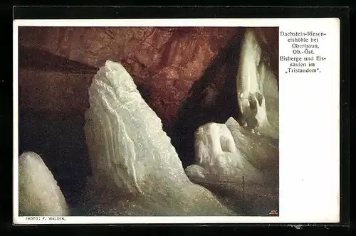 AK Obertraun, Dachstein-Riesenhöhle, Eisberge u. Eissäulen im Tristandom
