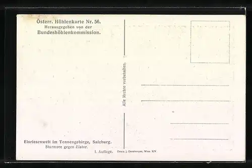 AK Salzburg, Eisriesenwelt im Tennengebirge, Sturmsee gegen Eistor