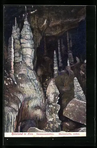 AK Rübeland i. Harz, Baumannshöhle, Säulenhalle unten