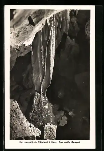 AK Rübeland i. Harz, Herrmannshöhle, Das weisse Gewand