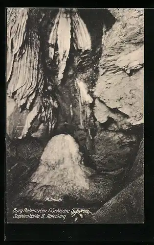 AK Burg Rabenstein, Ansicht vom Millionär in der Sophienhöhle, II. Abteilung