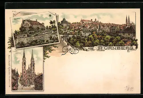 AK Nürnberg, Burg, Lorenzkirche, Totalansicht