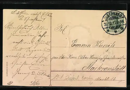 AK ein Kind mit Münzstangen schaut durch einen Tausend Mark-Schein