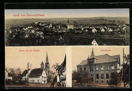 AK Oberschefflenz, Partie bei der Kirche, Schulhaus