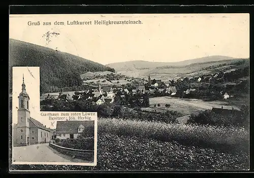 AK Heiligkreuzsteinach, Totalansicht, Gasthaus zum roten Löwen