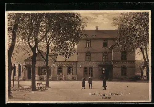 AK Bad König i. Odenwald, Bahnhof und Bahnhofswirtschaft