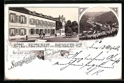 Lithographie Schlangenbad, Hotel-Restaurant zum Rheingauer Hof