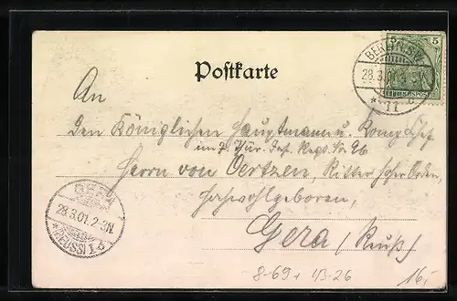 AK Berlin, Polizeioberst Krause in Uniform zu Pferde mit seinem Stabe