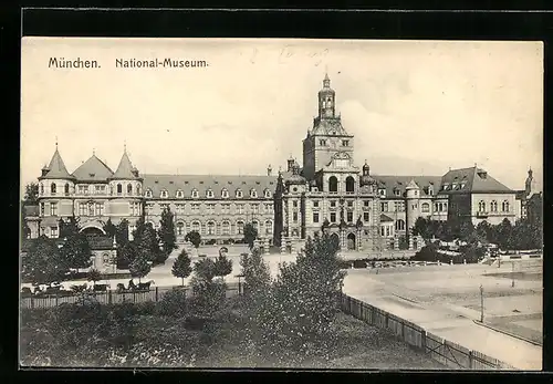 AK München, Nationalmuseum aus den Anlagen gesehen