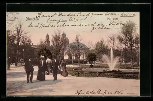 AK München, Hofgarten mit Spaziergängern