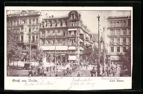 AK Berlin, Strassenpartie am Café Bauer