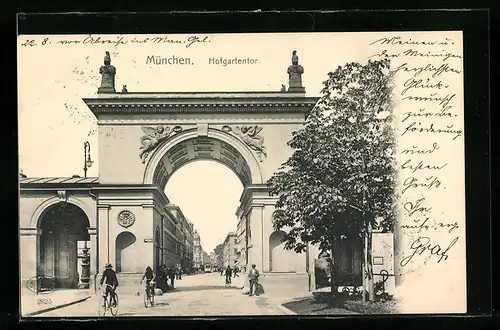 AK München, Hofgartentor mit Durchblick