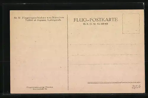 AK München, Teilbild ab Siegestor und Ludwigstrasse, Flugzeugaufnahme