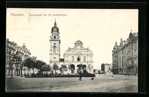 AK München, Josefsplatz mit St. Josefskirche