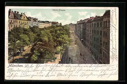 AK München, Blick auf die Wörthstrasse