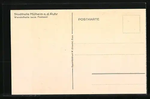 AK Mülheim / Ruhr, Stadthalle, Wandelhalle beim Festsaal