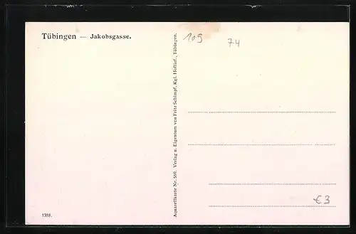 Künstler-AK J. Marschall: Tübingen, Jakobsgasse, Strassenansicht mit Kutsche