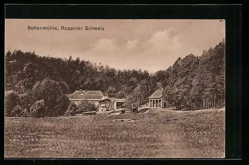 AK Boltenmühle / Ruppiner Schweiz, Gebäude am Waldrand
