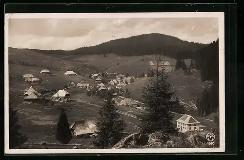 AK Muggenbrunn / Schwarzwald, Totale mit Gasthof Grüner Baum