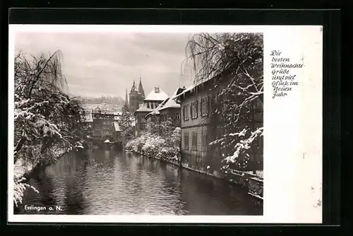 AK Esslingen a. N., Ortspartie im Winterglanz