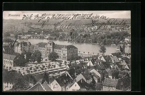 AK Konstanz / Bodensee, Aussicht vom Münster gegen die obere Realschule